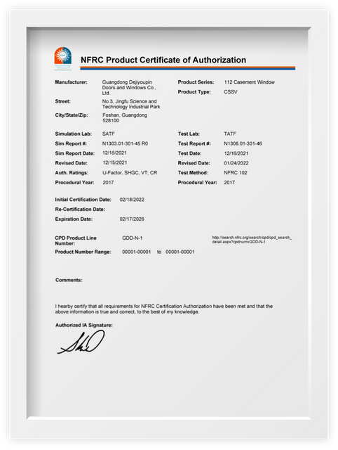 Certificación American NFRC